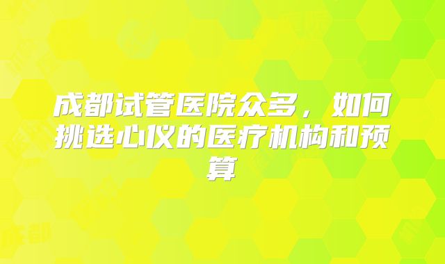 成都试管医院众多,如何挑选心仪的医疗机构和预算