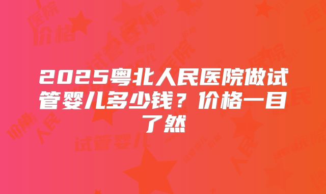 2025粤北人民医院做试管婴儿多少钱？价格一目了然