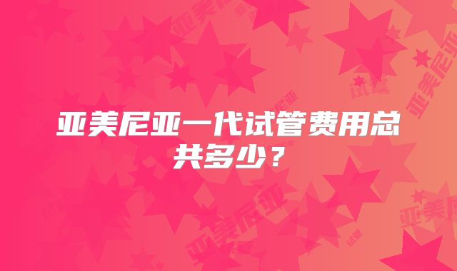 亚美尼亚一代试管费用总共多少？