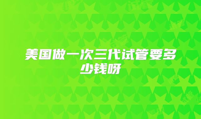 美国做一次三代试管要多少钱呀