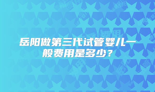 岳阳做第三代试管婴儿一般费用是多少?