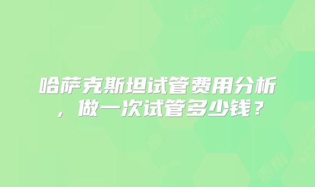 哈萨克斯坦试管费用分析，做一次试管多少钱？