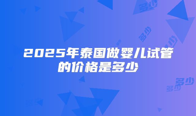 2025年泰国做婴儿试管的价格是多少