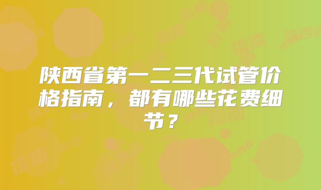 陕西省第一二三代试管价格指南,都有哪些花费细节?
