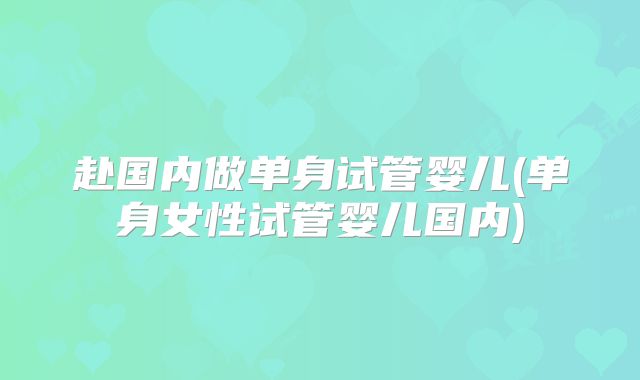 赴国内做单身试管婴儿(单身女性试管婴儿国内)