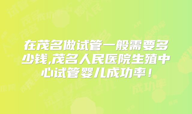 在茂名做试管一般需要多少钱,茂名人民医院生殖中心试管婴儿成功率!