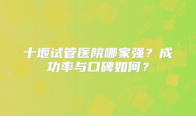 十堰试管医院哪家强？成功率与口碑如何？