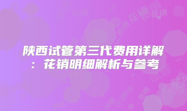 陕西试管第三代费用详解：花销明细解析与参考
