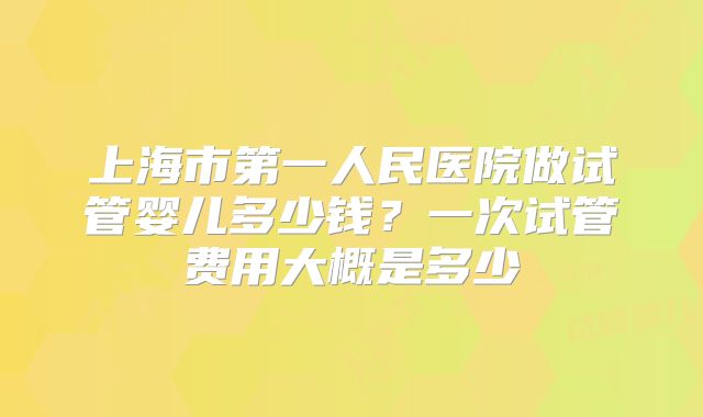 上海市第一人民医院做试管婴儿多少钱？一次试管费用大概是多少