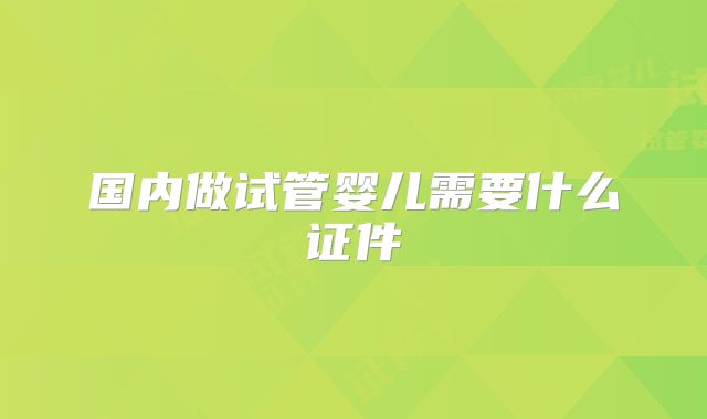 国内做试管婴儿需要什么证件
