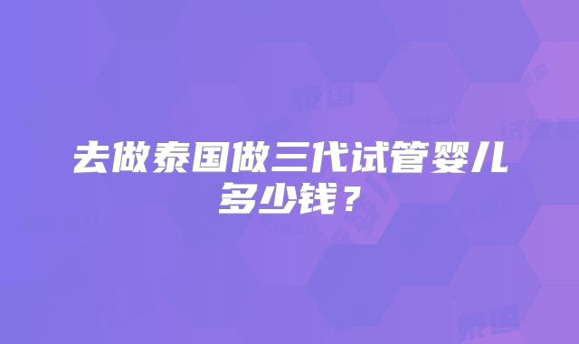 去做泰国做三代试管婴儿多少钱？