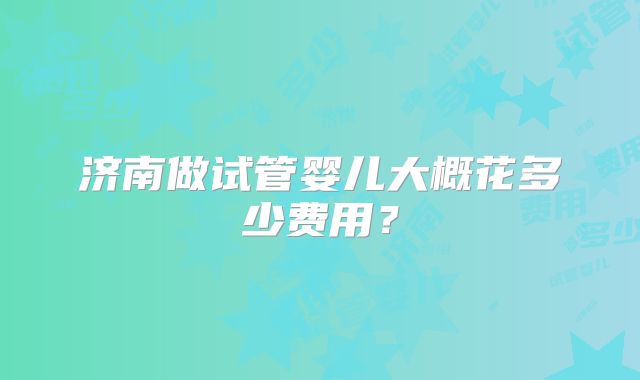 济南做试管婴儿大概花多少费用？