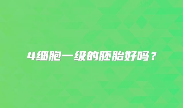 4细胞一级的胚胎好吗？