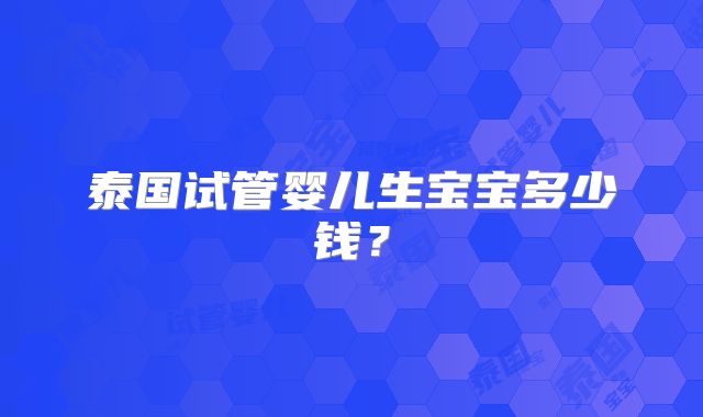 泰国试管婴儿生宝宝多少钱?