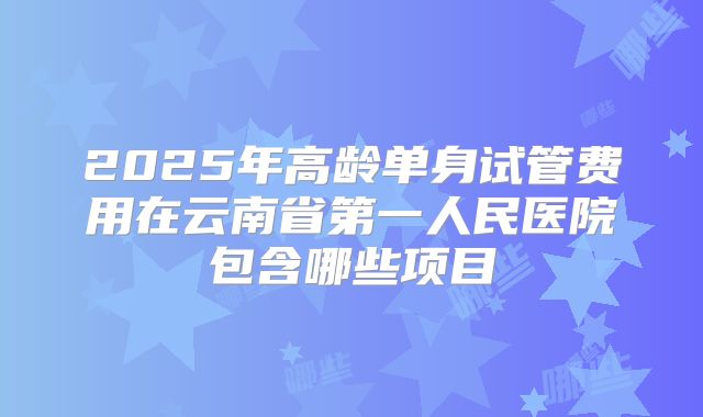 2025年高龄单身试管费用在云南省第一人民医院包含哪些项目