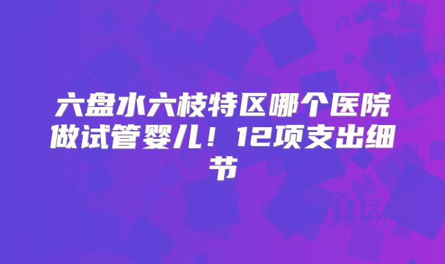 六盘水六枝特区哪个医院做试管婴儿！12项支出细节
