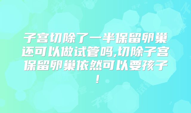 子宫切除了一半保留卵巢还可以做试管吗,切除子宫保留卵巢依然可以要孩子！