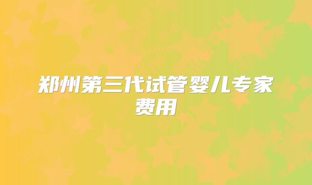 郑州第三代试管婴儿专家费用