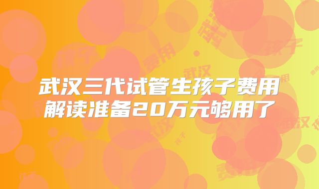 武汉三代试管生孩子费用解读准备20万元够用了