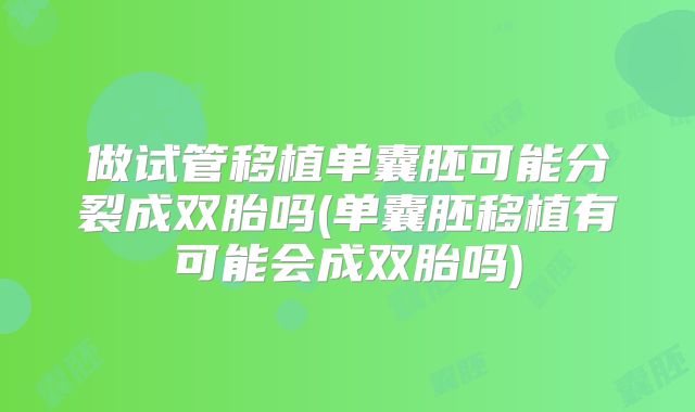 做试管移植单囊胚可能分裂成双胎吗(单囊胚移植有可能会成双胎吗)