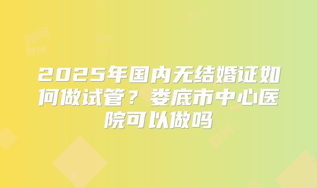 2025年国内无结婚证如何做试管?娄底市中心医院可以做吗