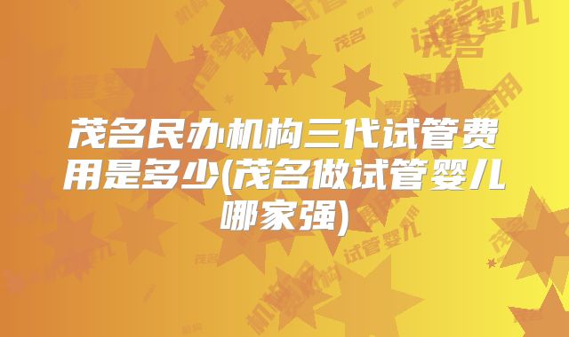 茂名民办机构三代试管费用是多少(茂名做试管婴儿哪家强)