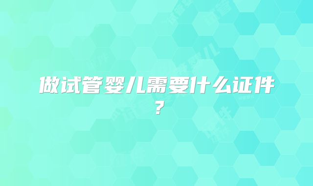 做试管婴儿需要什么证件?