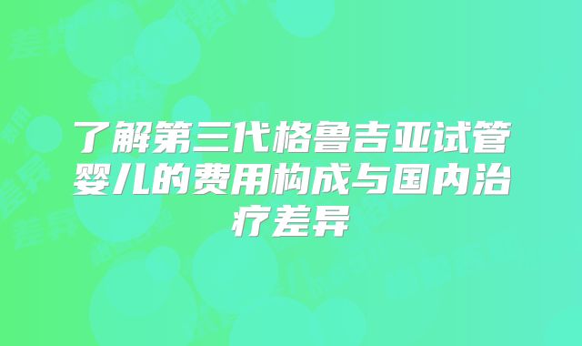 了解第三代格鲁吉亚试管婴儿的费用构成与国内治疗差异