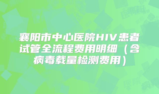 襄阳市中心医院HIV患者试管全流程费用明细（含病毒载量检测费用）