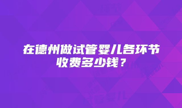在德州做试管婴儿各环节收费多少钱？