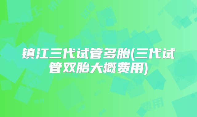镇江三代试管多胎(三代试管双胎大概费用)