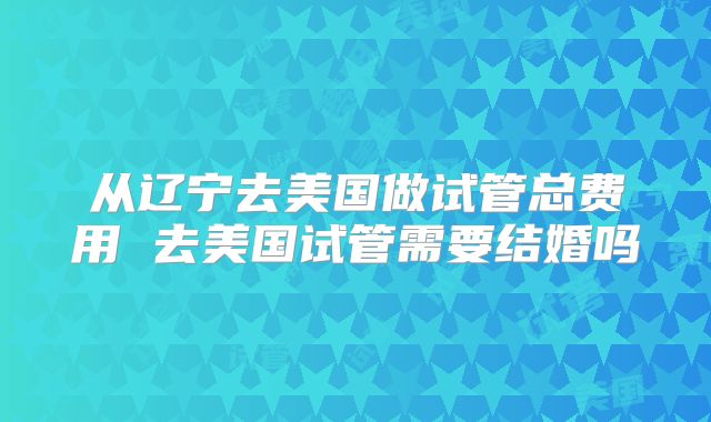 从辽宁去美国做试管总费用 去美国试管需要结婚吗