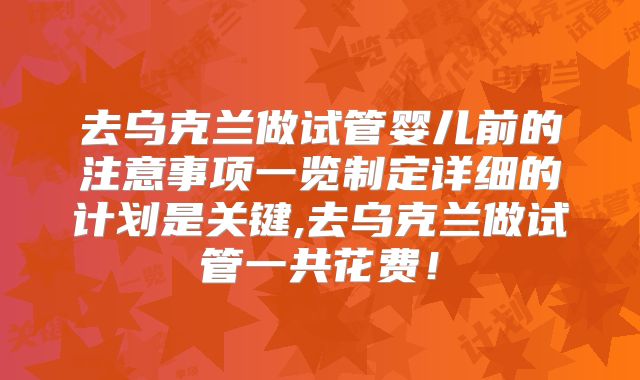去乌克兰做试管婴儿前的注意事项一览制定详细的计划是关键,去乌克兰做试管一共花费！