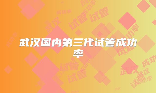 武汉国内第三代试管成功率