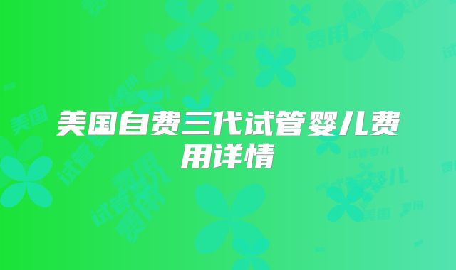 美国自费三代试管婴儿费用详情