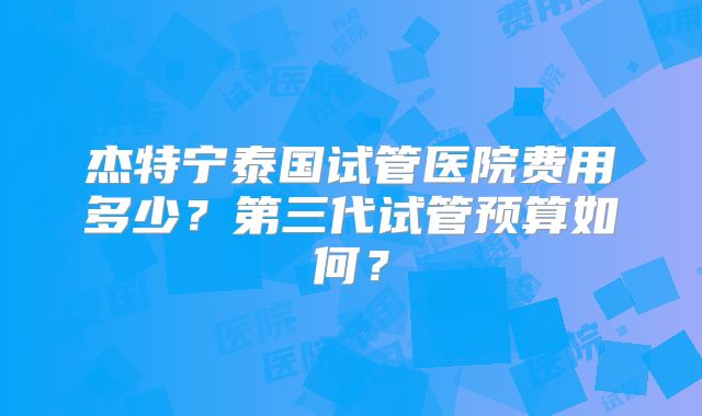 杰特宁泰国试管医院费用多少？第三代试管预算如何？