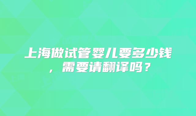 上海做试管婴儿要多少钱，需要请翻译吗？
