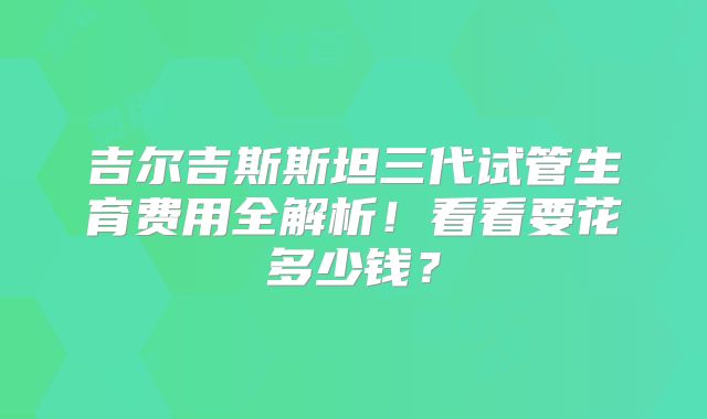 吉尔吉斯斯坦三代试管生育费用全解析！看看要花多少钱？