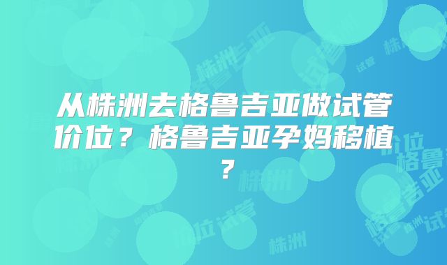 从株洲去格鲁吉亚做试管价位？格鲁吉亚孕妈移植？