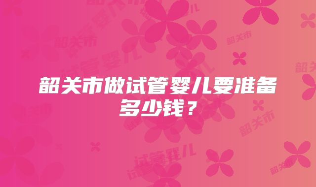 韶关市做试管婴儿要准备多少钱？