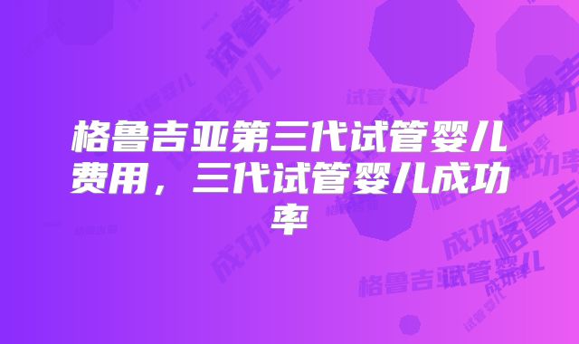 格鲁吉亚第三代试管婴儿费用，三代试管婴儿成功率