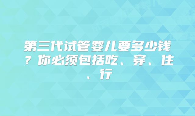 第三代试管婴儿要多少钱？你必须包括吃、穿、住、行