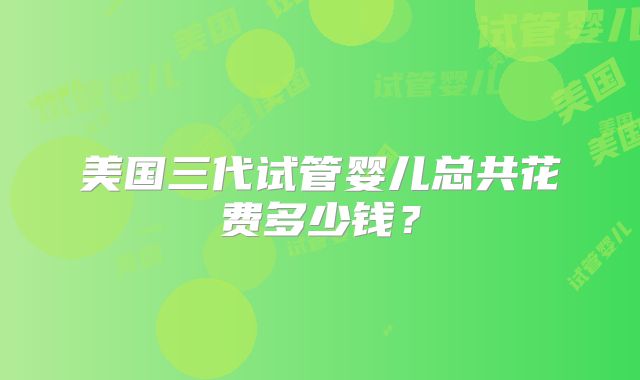 美国三代试管婴儿总共花费多少钱?