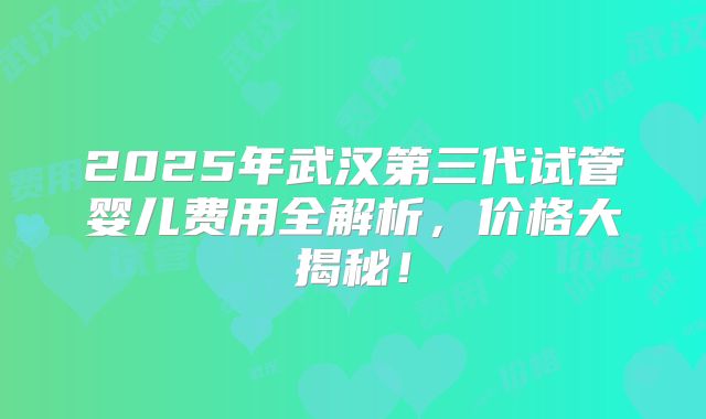 2025年武汉第三代试管婴儿费用全解析，价格大揭秘！