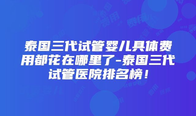 泰国三代试管婴儿具体费用都花在哪里了-泰国三代试管医院排名榜！