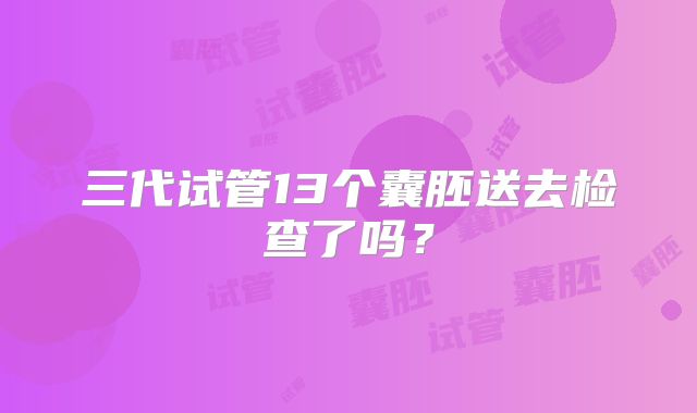 三代试管13个囊胚送去检查了吗？