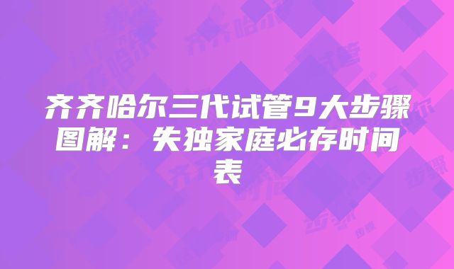 齐齐哈尔三代试管9大步骤图解：失独家庭必存时间表