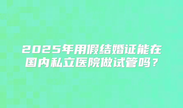 2025年用假结婚证能在国内私立医院做试管吗？