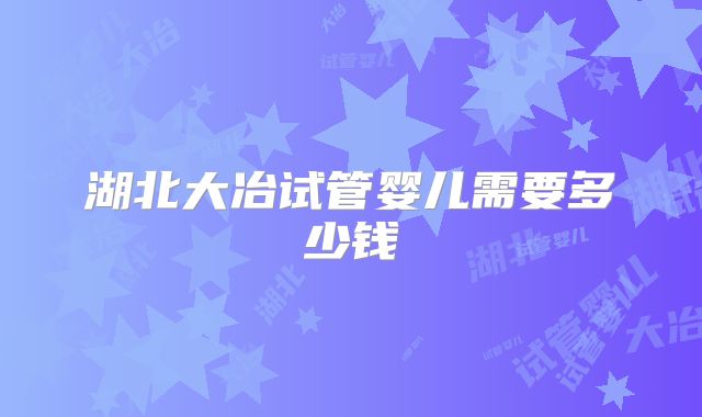 湖北大冶试管婴儿需要多少钱