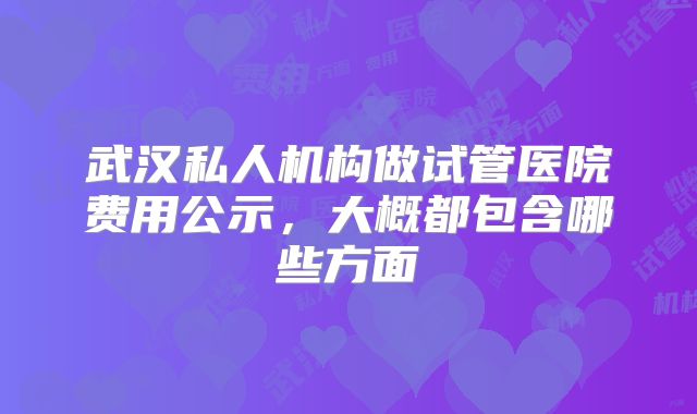 武汉私人机构做试管医院费用公示，大概都包含哪些方面